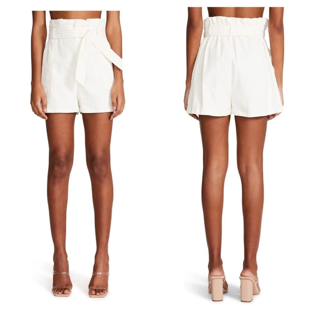 Steve Madden BB Dakota White Seaside Paperbag High Waisted Bermuda Shorts Small